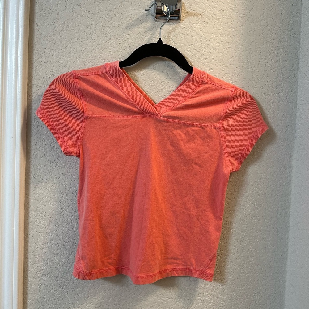 Free People Movement Coral V Neck Cap Sleeve Cropped Athleisure T Shirt